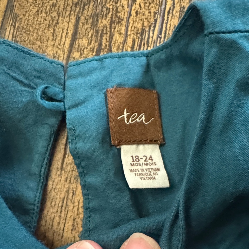 Tea Collection Embroidered Teal Baby Dress with Bloomers - Picture 2 of 6